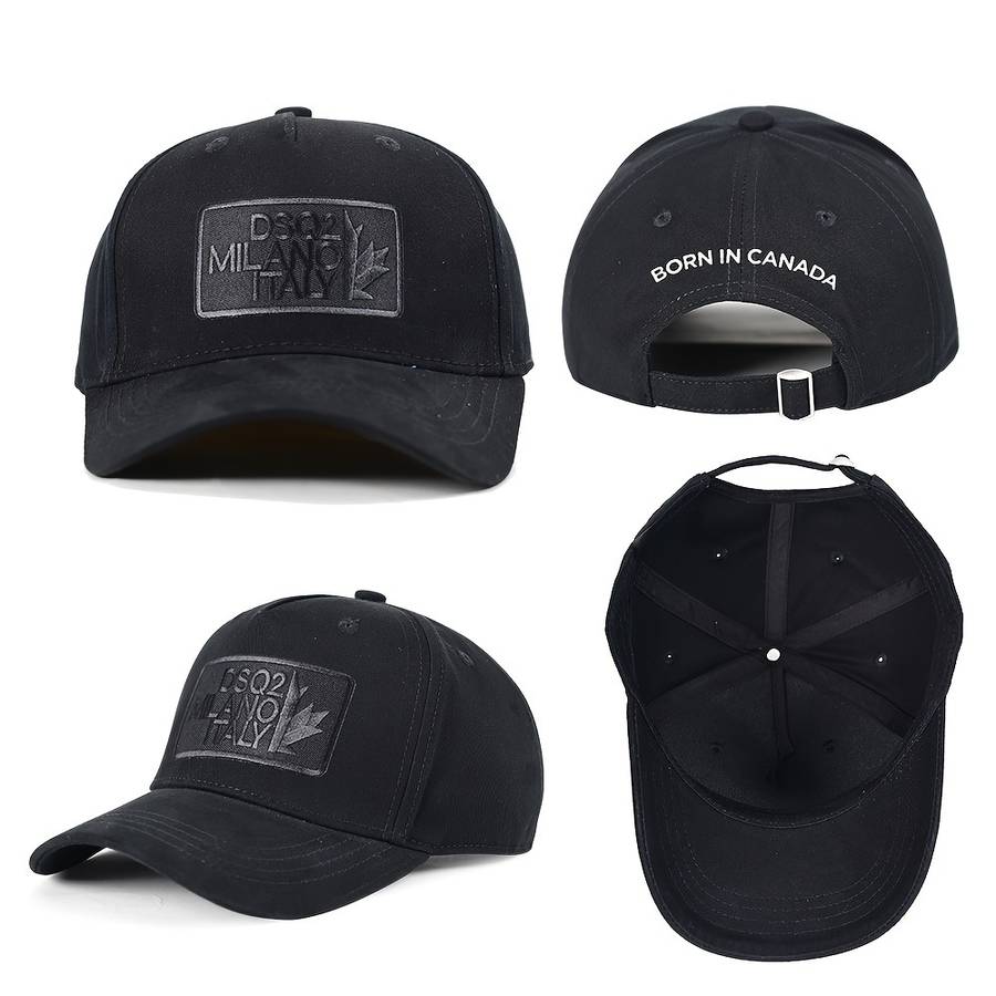 1pc DSQ2 Italy Maple Leaf Baseball Cap Adjustable Snapback Lightweight Cotton Black with White