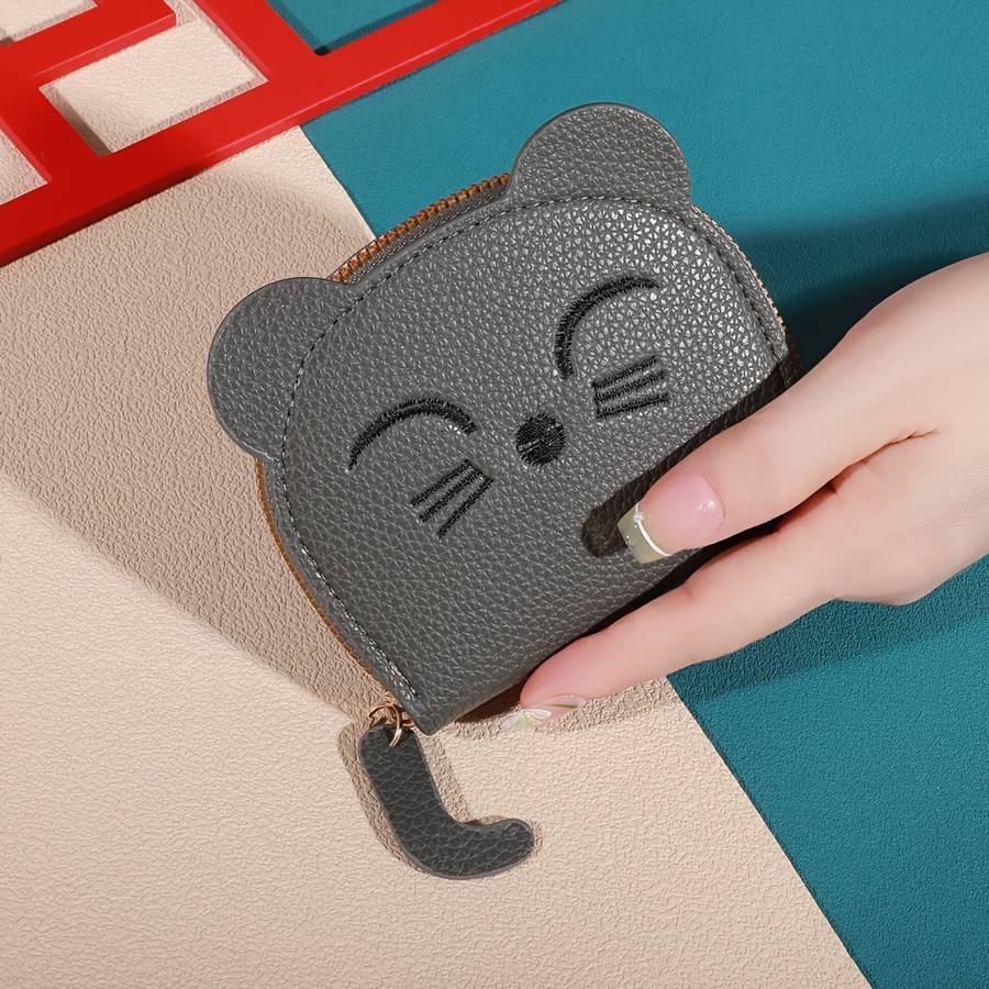 1pc Playful Touch Adorable Cartoon Cat Mini Wallet C Sweet Style Coin Purse with Multiple Card Sl