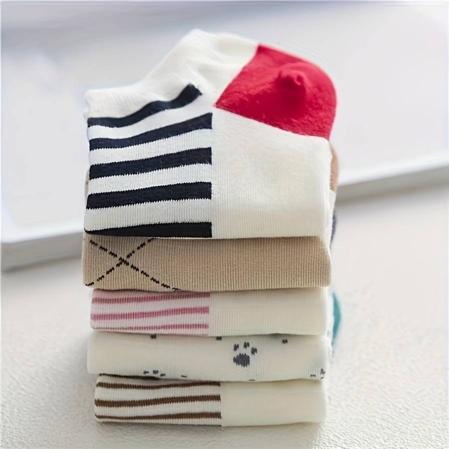 5 Pairs Mixed Colors One Size High Elastic Socks