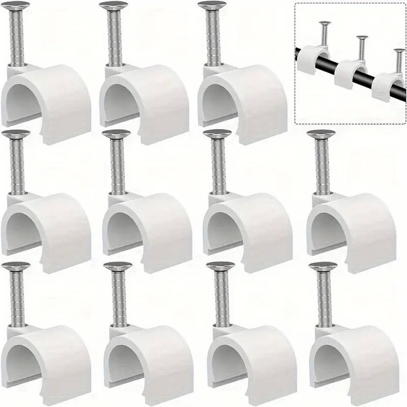 Pack of 100 Durable White Cable Management Clips