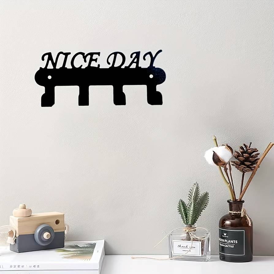 Festive Metal Key Hook with NICE DAY DesignWall Mountable Powder Coated Rust Resistant