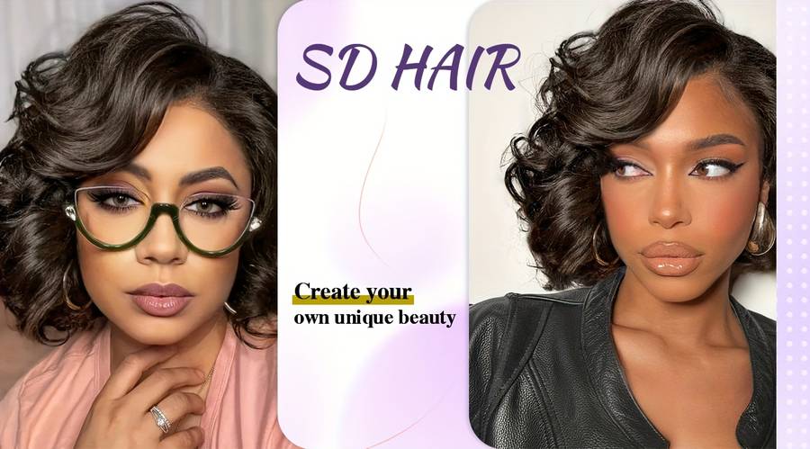 1Pc Black 20.32cm Fashion Design Wig