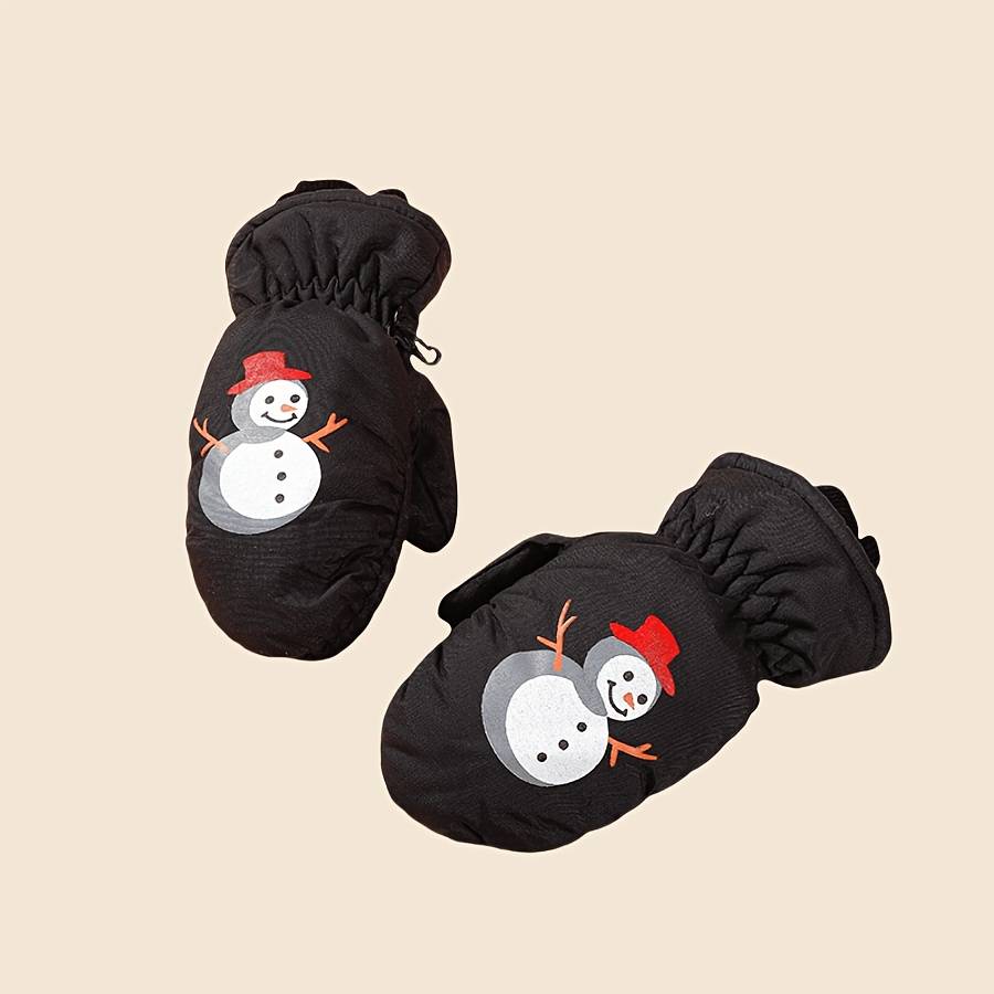 1 Pair Black Applicable People 2 To 5 Years Old Warm Gloves
