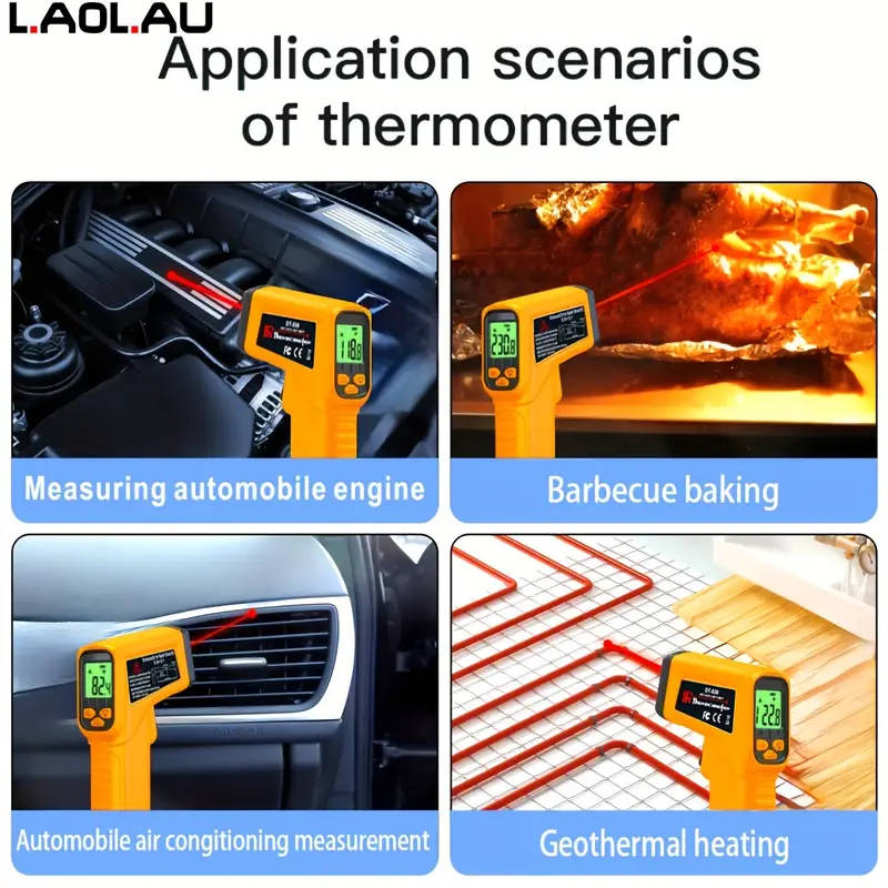 1pc Infrared Thermometer Gun Digital Non-contact IR Laser with Adjustable Emissivity