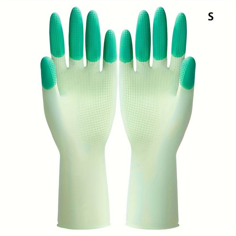1 Pair Green Size M Household Cleaning Gloves