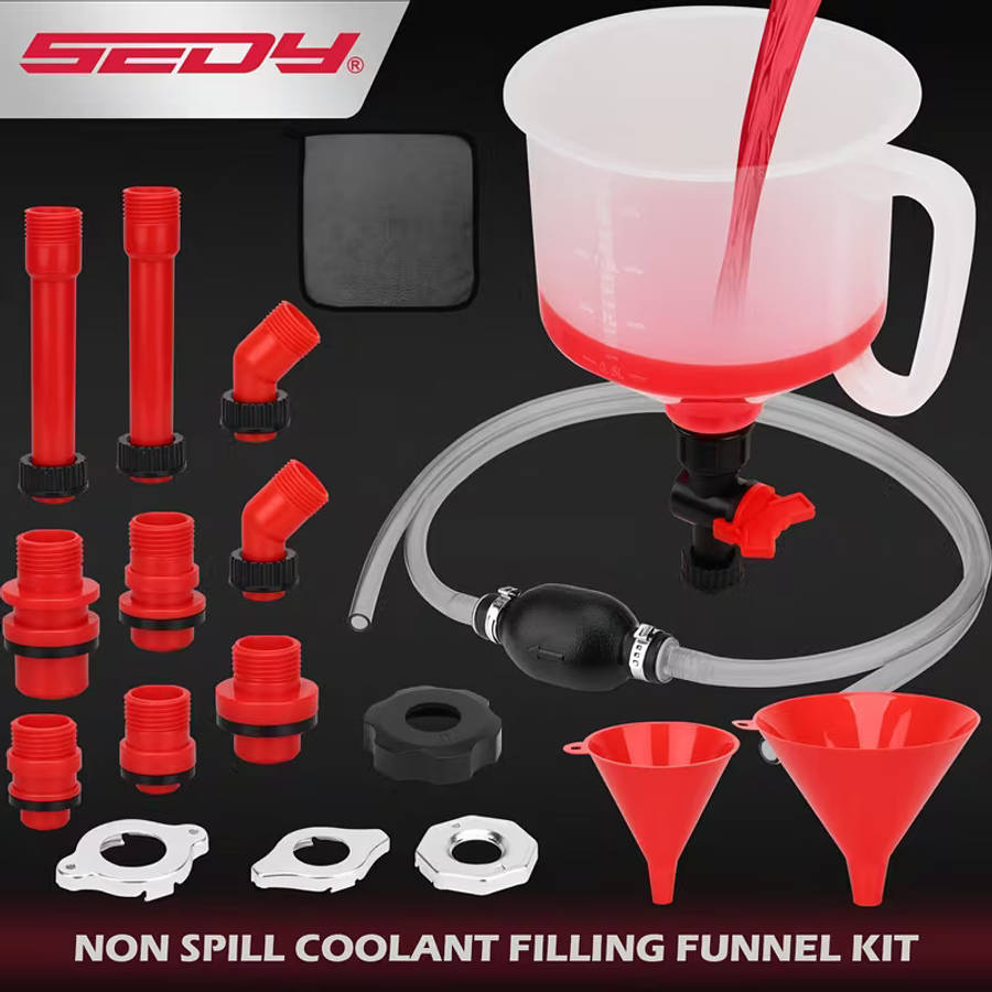 22pcs No-Spill Coolant Filling Funnel Kit And Siphon Hose Pump