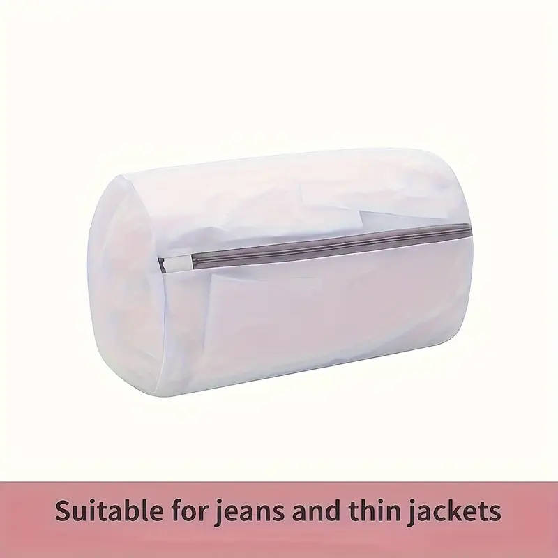 1pc Durable Polyester Mesh Laundry Bag for Shoes Zippered Round Washing Machine Organizer for Sneake