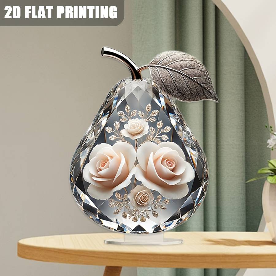 1pc 2D Flat   color high-definition printing  of artistic decorative acrylic pear-shaped