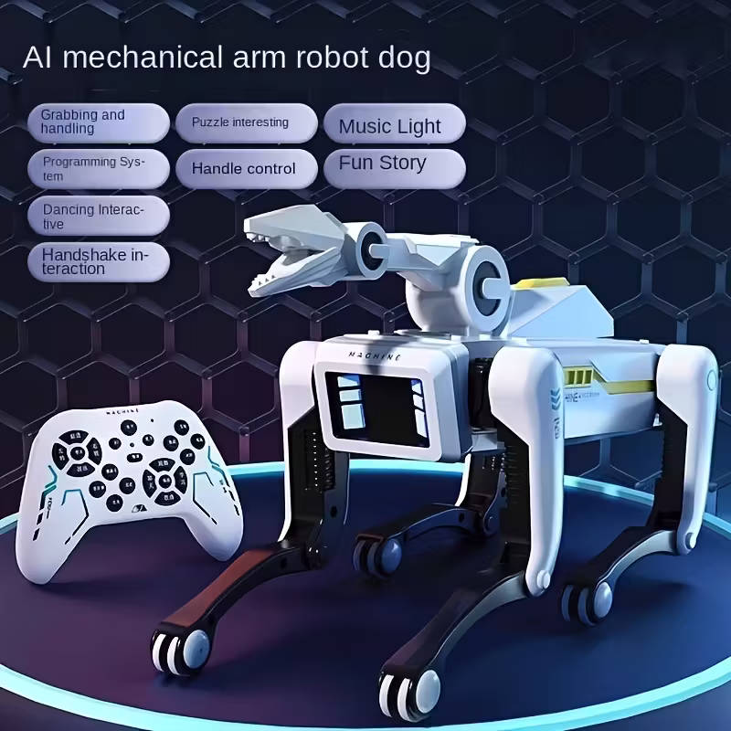 AI Smart Interactive Intelligent Dog Robot with Remote Controlled Arm