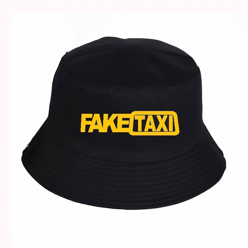 1pc Chic Fake Taxi Print Bucket Hat for Women High-Quality Cotton Blend Sun Protection Non-Stre