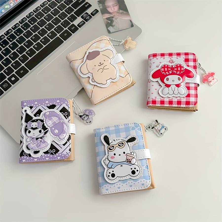 Kuromi Cartoon Tri-Fold Short Wallet Rfid Blocking Student Card Holder Multifunctional Stor