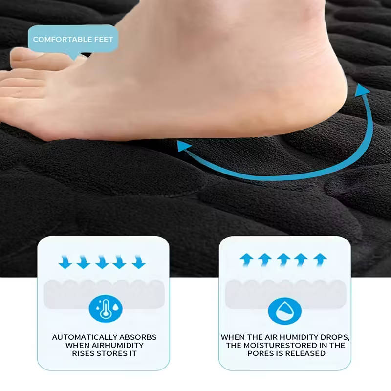 3-Piece Embossed Pebble Pattern Bathroom Rug Set Black