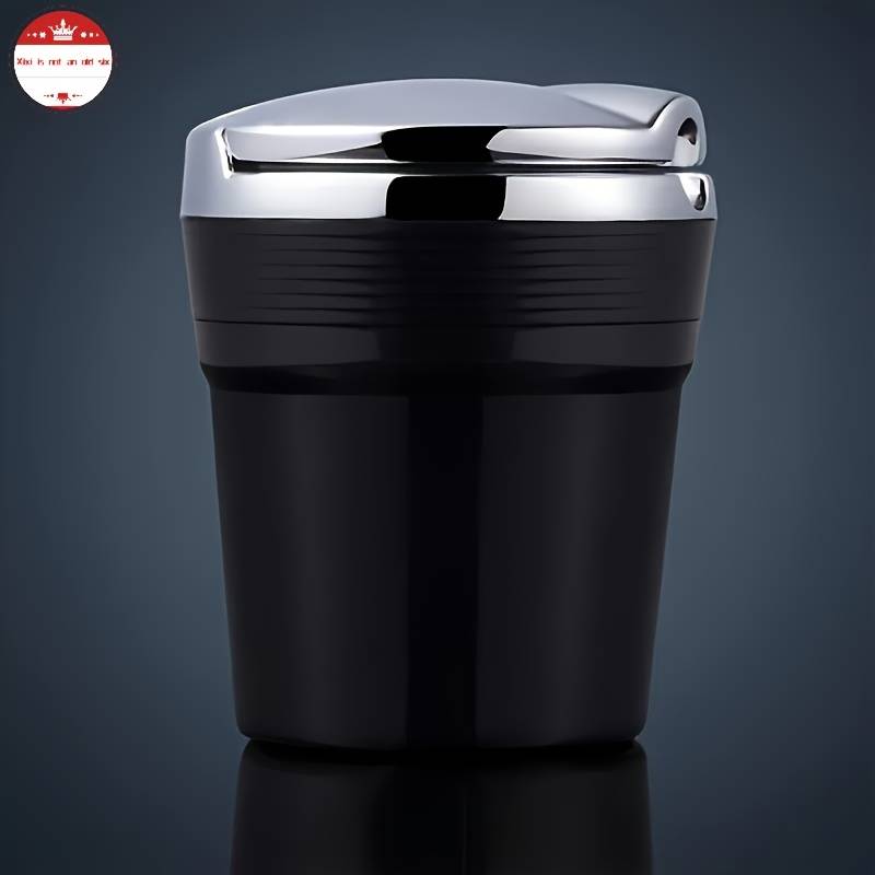1pc Multifunctional Car Ashtray with Lid Metal + ABS Plastic Can Automatically Pop Open to Sea