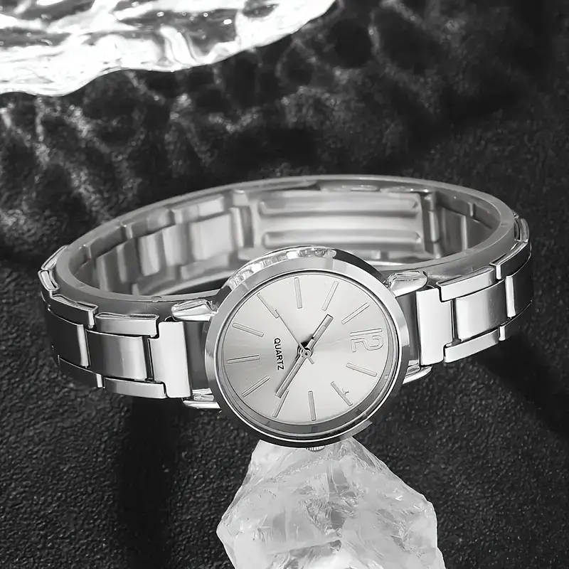 Elegant 6-Piece Women's Quartz Watch And Rhinestone Jewelry Set