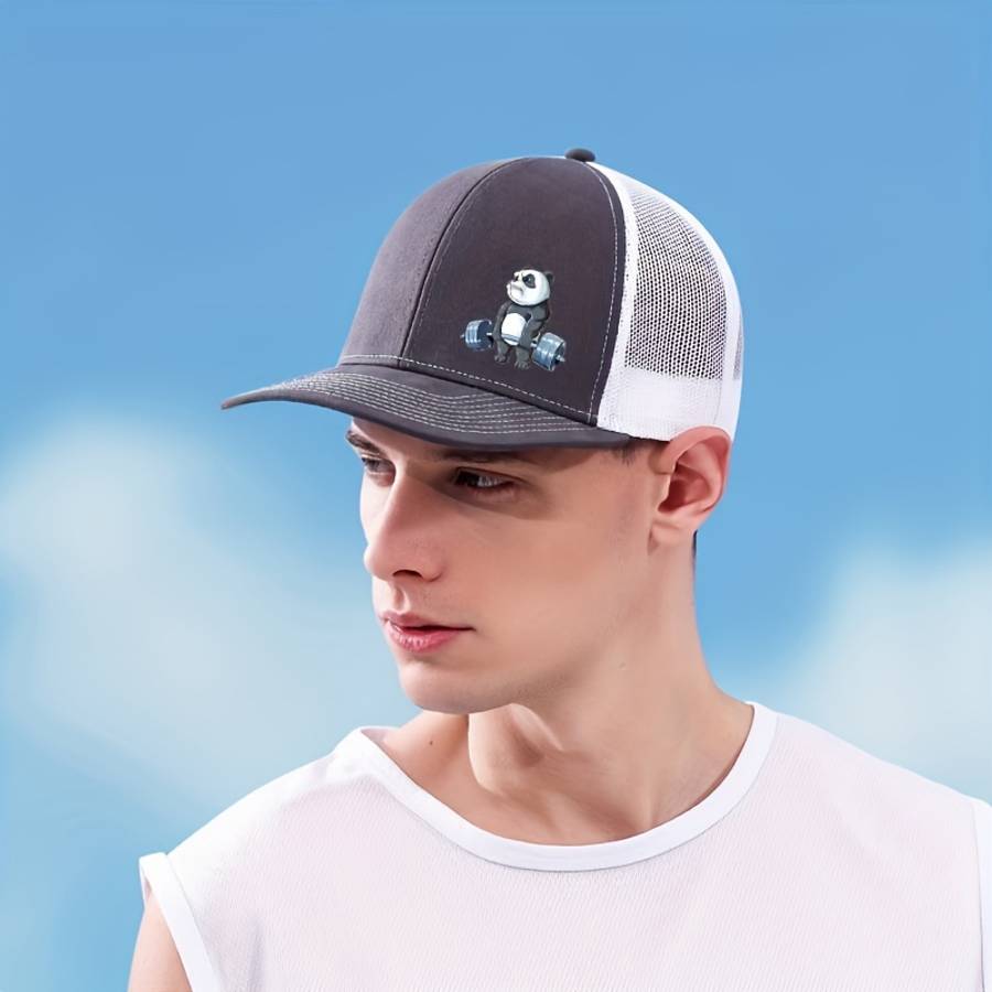 Panda-Themed Breathable Polyester Baseball Cap Adjustable Snapback With Knitted Craftsmanship