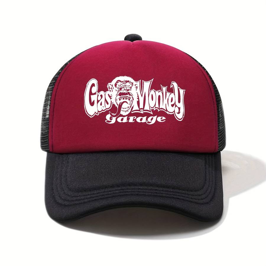 1pc Gas Monkey Garage Printed Half Mesh Baseball Cap Lightweight Sun Hat for Men Women Ret