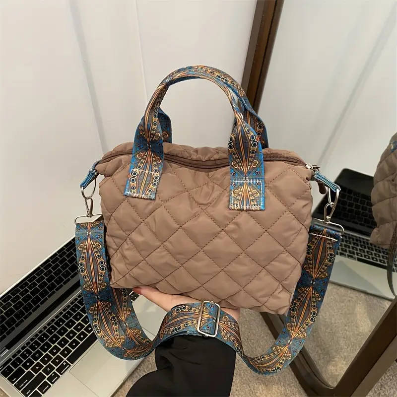 1pc Stylish Quilted Nylon Crossbody And Shoulder Bag for Girls Durable Casual