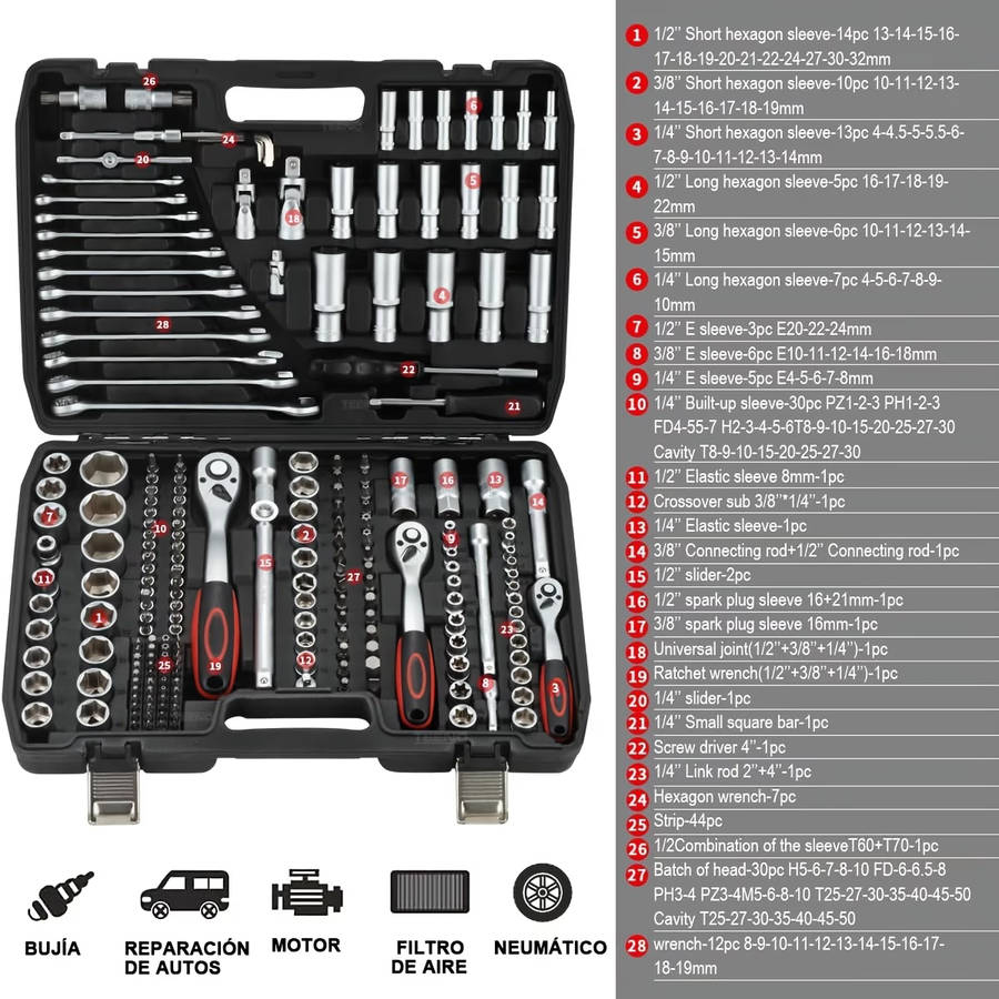 216 Piece Ratchet and Socket Set