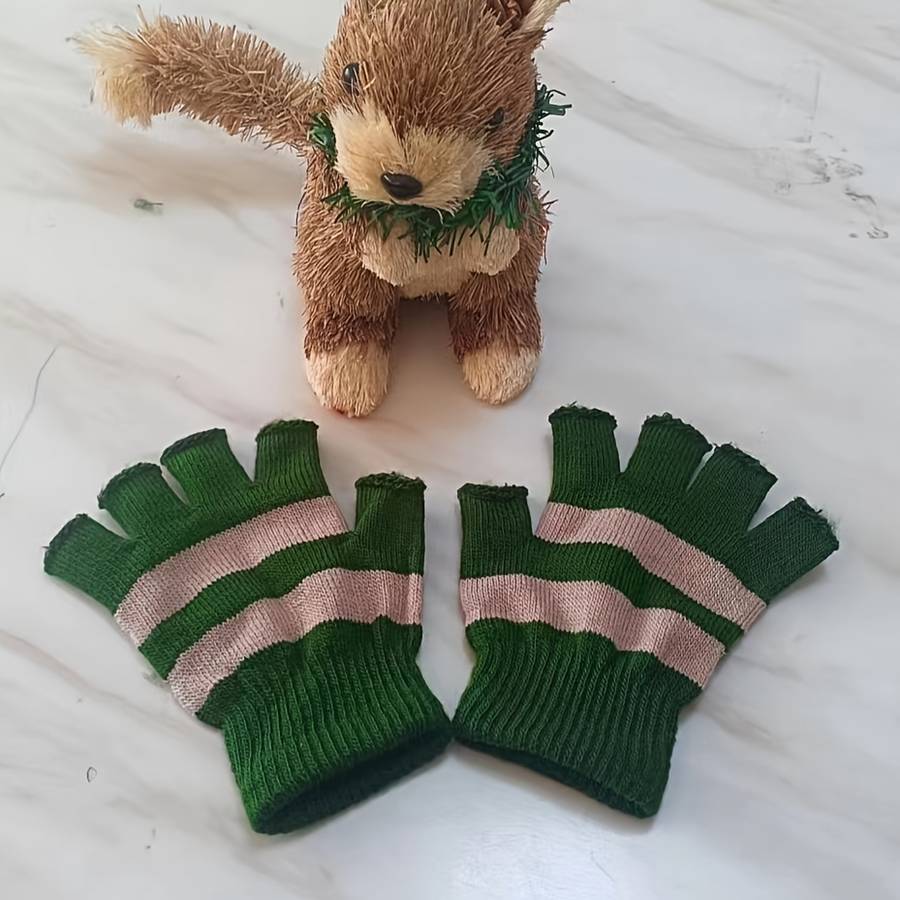 1 Pair Coffee Plus Camel Plus Velvet Warm Gloves