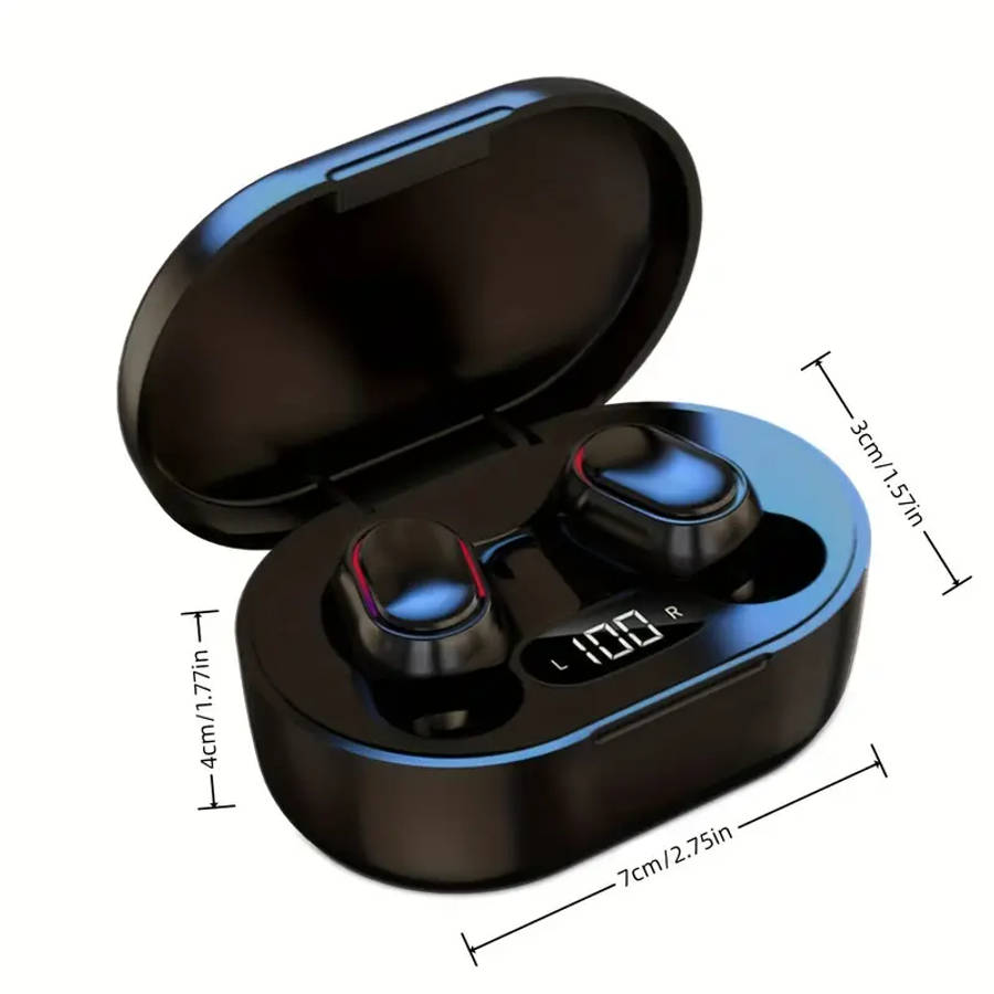 Sleek Black Wireless Earbuds with Deep Bass Lightweight Foldable Design Built-in Mic 3.5mm Audio Cab