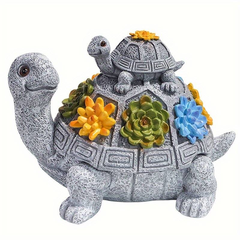 1pc Resin Mother and Youngsters Turtle Ashtray Oval Animal-Themed Ash Storage Box for Home and Gar