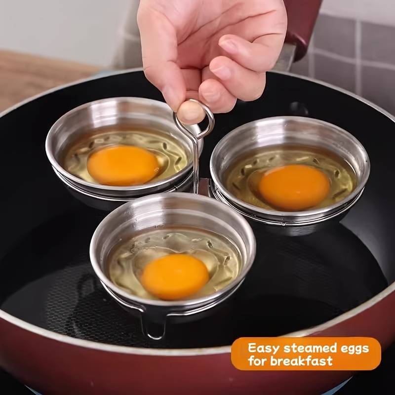 3pcs Stainless steel steaming egg mold for household boiled eggs poached eggs breakfast steam