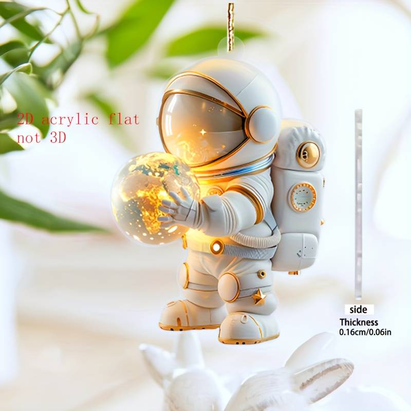 1pc 2D Flat    Acrylic Astronaut Car Rearview Mirror Ornament Suitable for Bags Keych