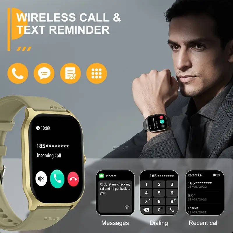 2 01 inch     watch for women men wireless calling       fitness watch with     sports   details 3