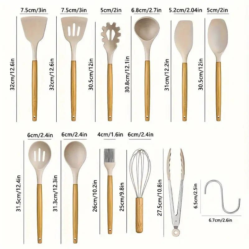 21pcs set Silicone Utensil Set with 10pcs hooks Kitchen Utensil Set Safety Cooking Utensils Set Non-