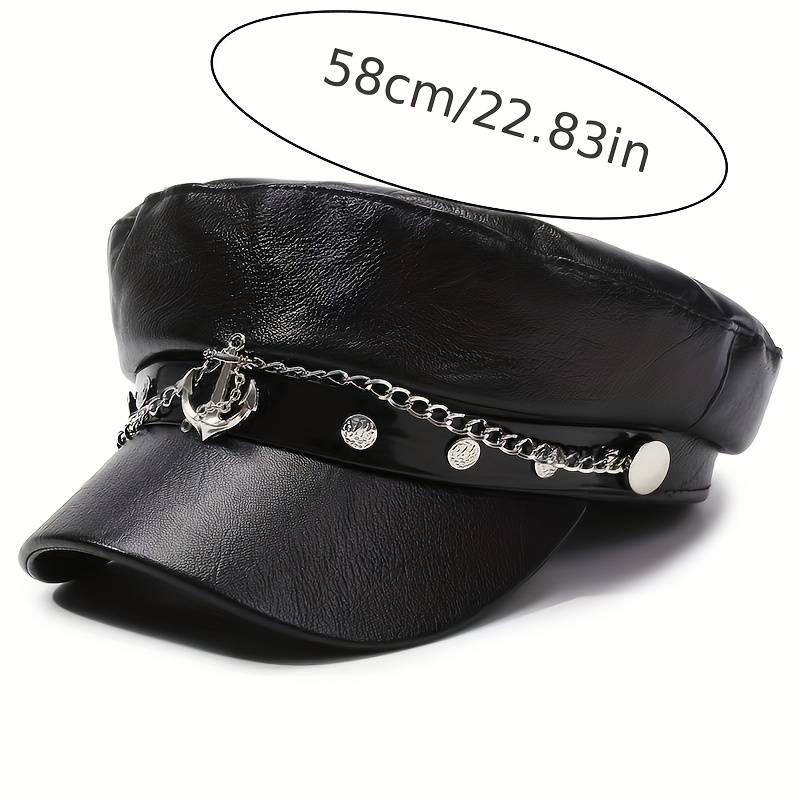 1pc 1 Top Women'S Newsboy Cap Arrow Emblem Navy Cap Made of PU Material for Universal Travel Sp