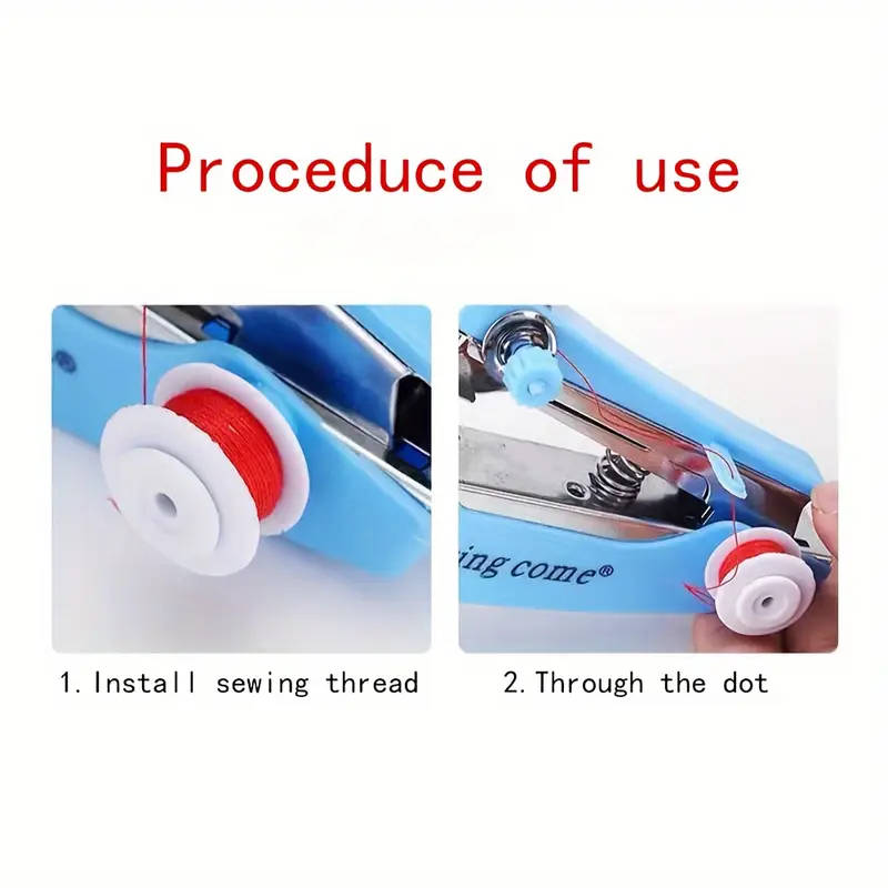 1pc Portable Small Hand Sewing Machine Home Multifunctional Simple Hand Pocket Handheld Micro Sewing