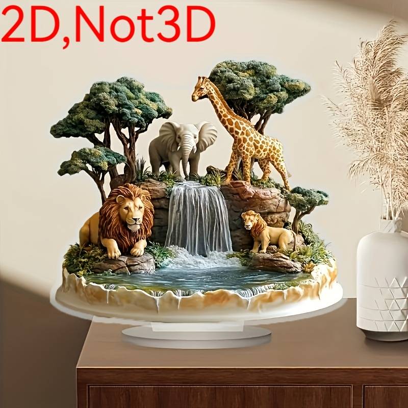1pc 2D Flat   bohemian decorative ornaments African hunting scene waterfall lion giraffe