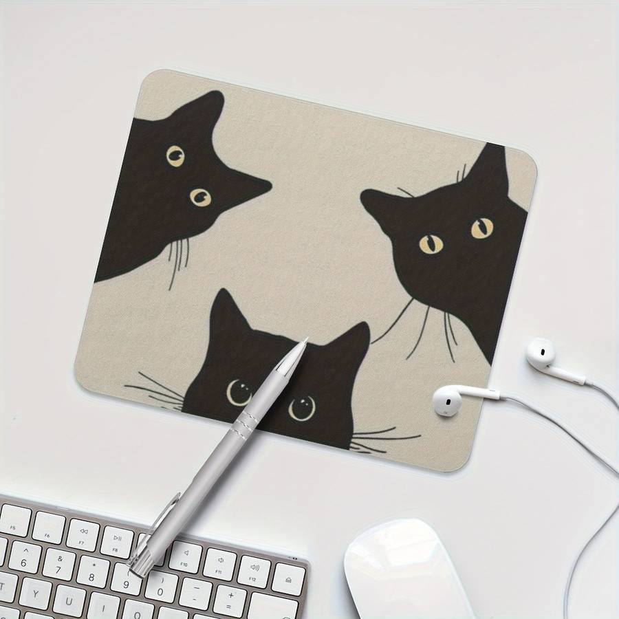 1pc of Three Black Cat Game Mouse Pads Rectangular Mouse Pads for Women and Girls w
