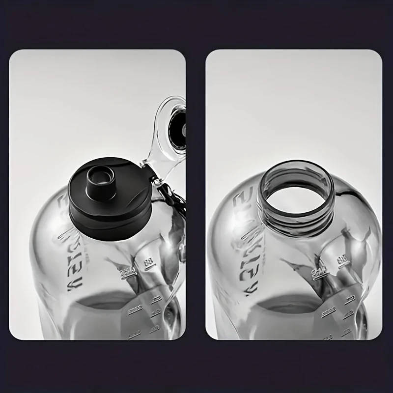 1pc 57.48oz Leak-Proof Sports Water Bottle with Handle Durable PC Material Large Capacity Precise Me