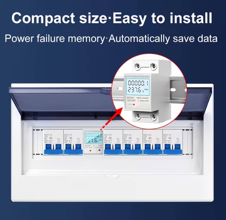 household electricity meter lcd electricity meter single phase 220v mini watt hour meter rail type air conditioning electricity meter   display   Product details 2