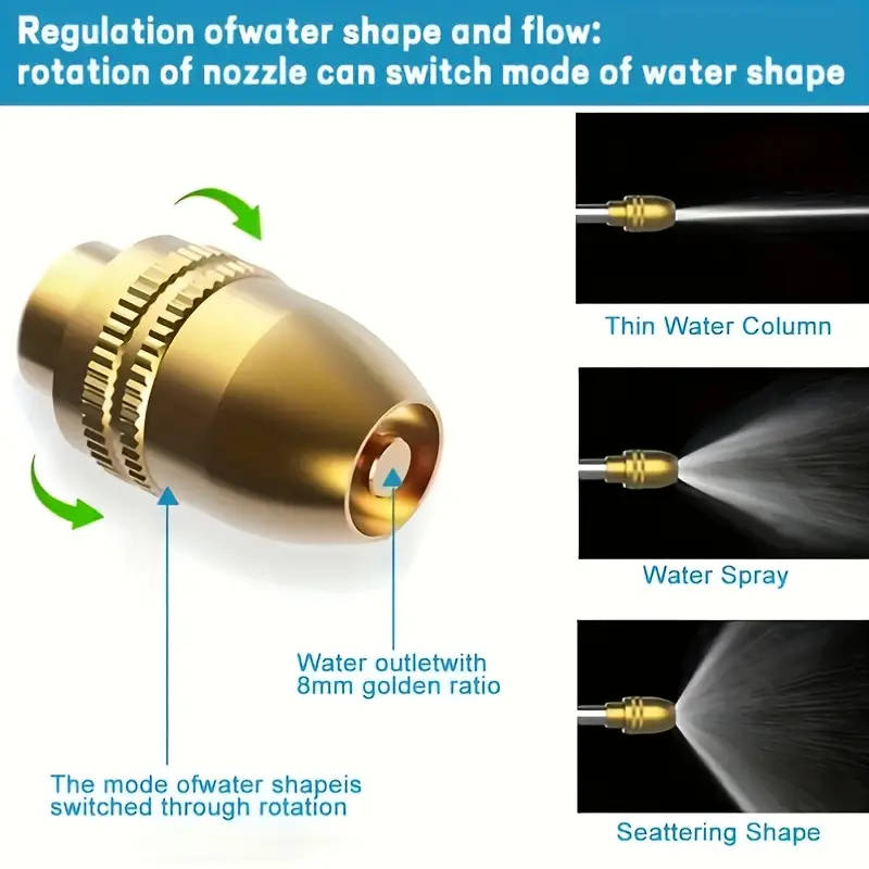 1Pc High Pressure Metal Car Wash Water Gun With Adjustable Spray Nozzle