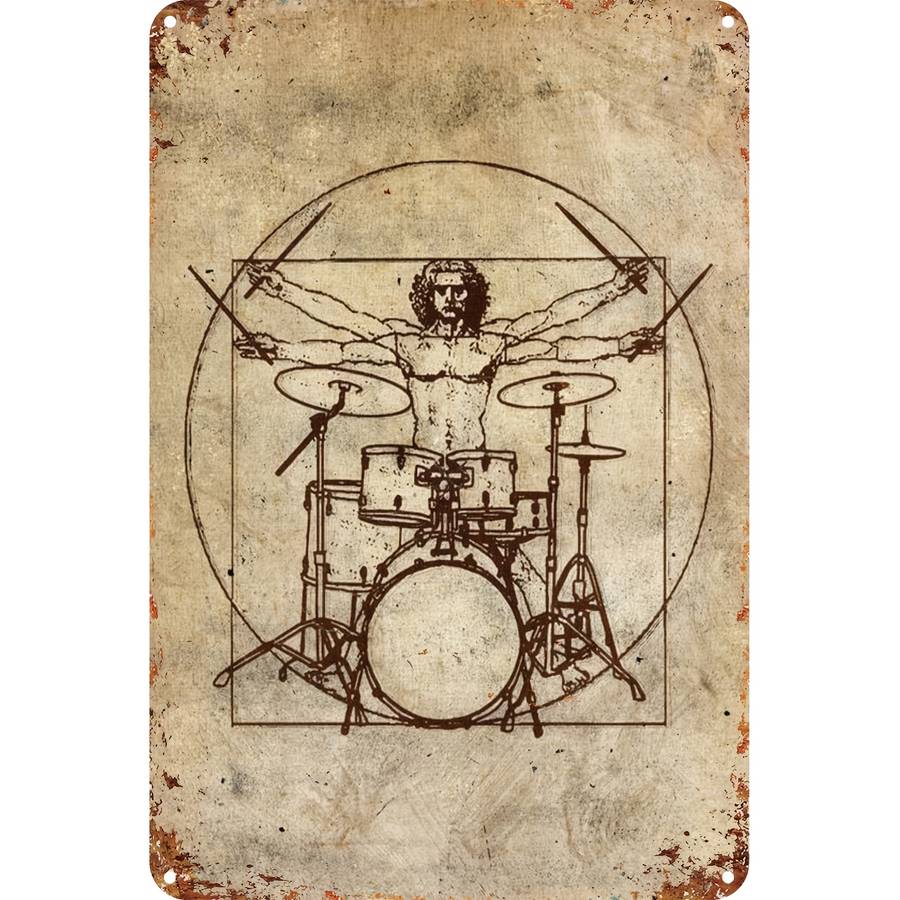 1 Piece Vintage Drummer Metal Tin Sign Aluminum Wall Mount Decorative Plaque 8 x 12 Inches