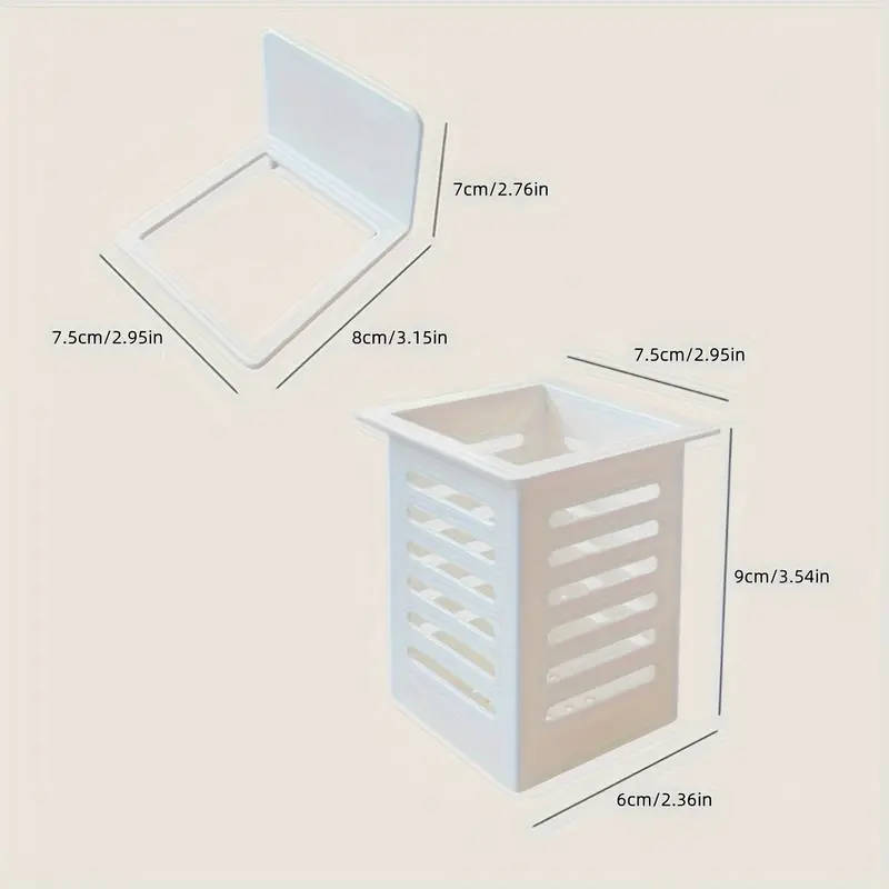 1pc Unfinished Plastic Wall-Mounted Bathroom Organizer 1-Shelf Hanging Shelf for Toothbrush Toothpas