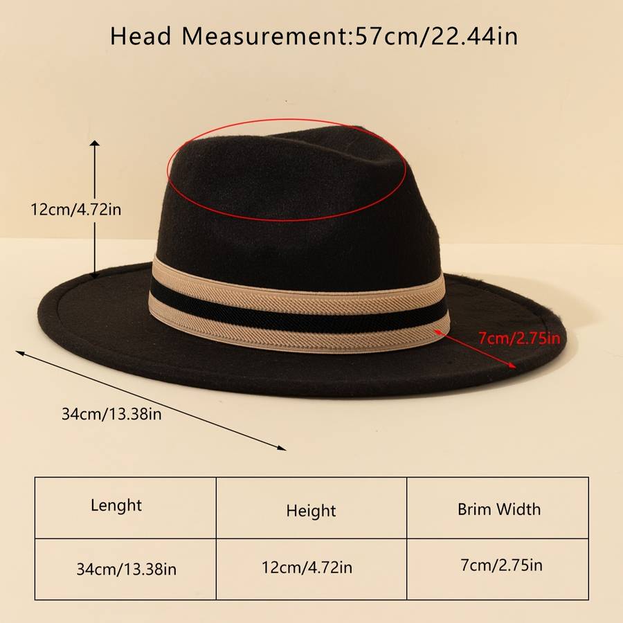 1pc Chic Women'S Fedora Hat with Striped Band Perfect for Outdoor Events Casual Wear And Parties