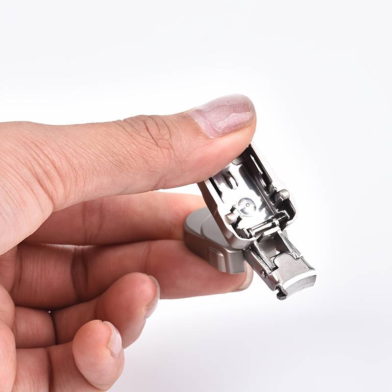 1pc Modern Stainless Steel Nail Clipper with Nail File Straight Blade Portable Clip-On Design