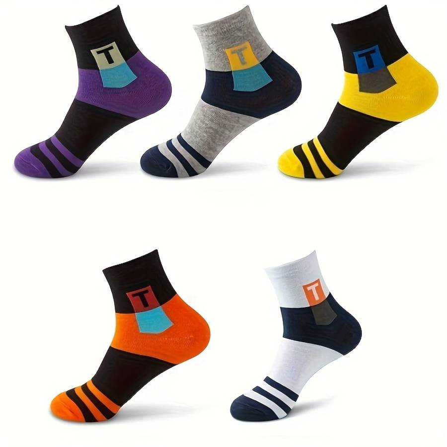 5 Pairs Mixed Colors One Size High Elastic Socks