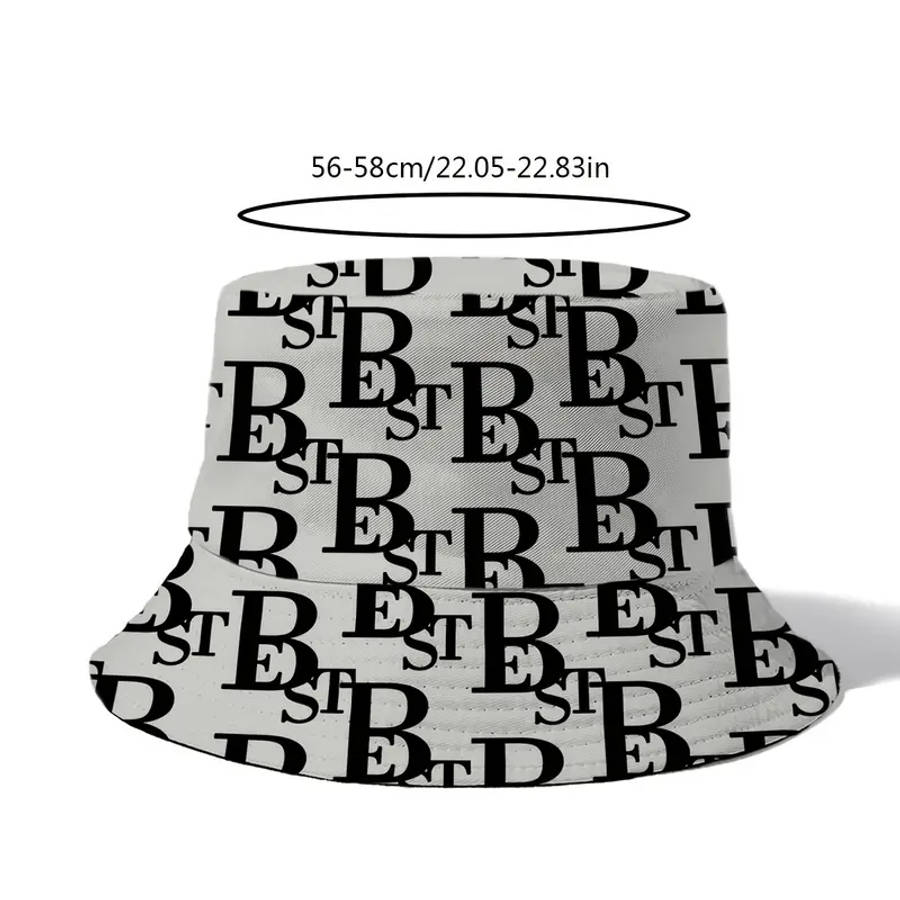 Unisex Bucket Hat With Letter B Print 100% Polyester Lightweight Non-Stretch Holiday Theme