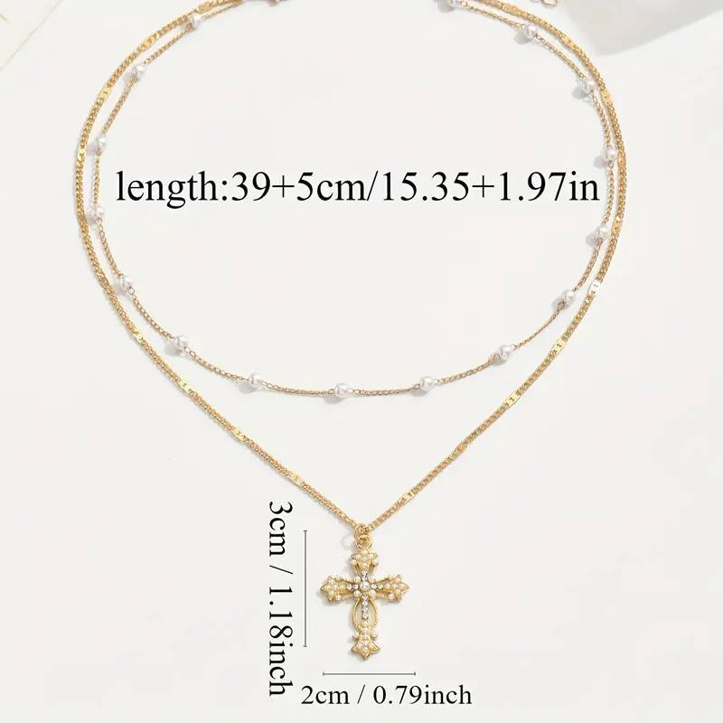 Elegant Multi-Layer Cross Pendant WITH Necklace