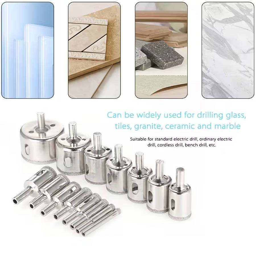10pcs Diamond Hole Saw Set - for Tile/Marble/Glass/Ceramic