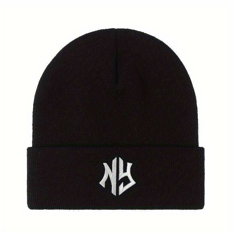 1pc Unisex Embroidered Letter Acrylic Knit Beanie Casual Style 100% Acrylic Warm Skull Cap for