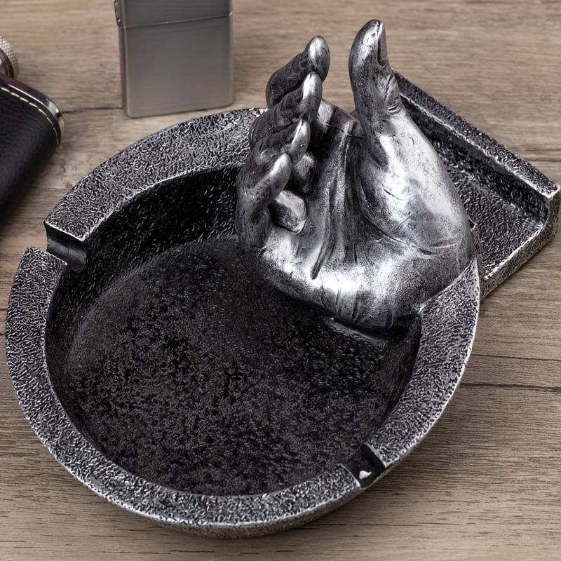 1pc Creative Finger Ashtray Phone Stand C Unique Retro Decor for Home or Office Golden Resin