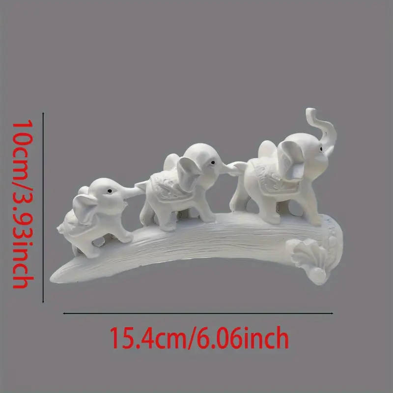 1pc Resin Elephant Family Figurine Set Decorative White Elephant Statues for Home Decor Indoor Use C