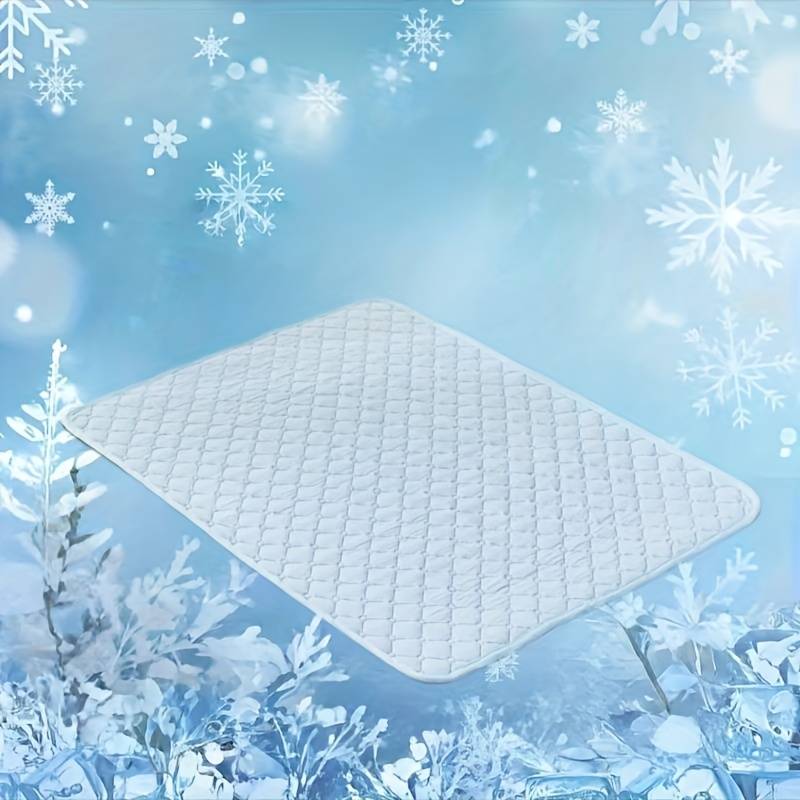1piece Ice Silk Checkered Pad   Grey Cooling Pad