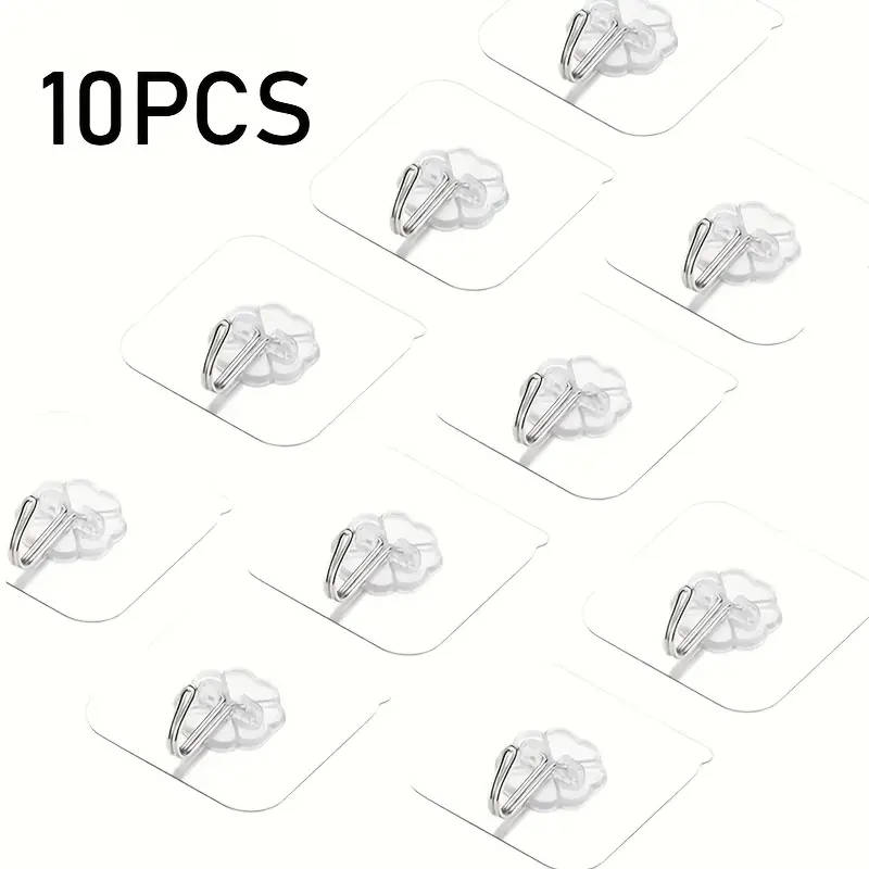 10 Piece Wall Hooks - Casual Style Plastic Utility Hook Set for Keys Hats Towels Easy to Install