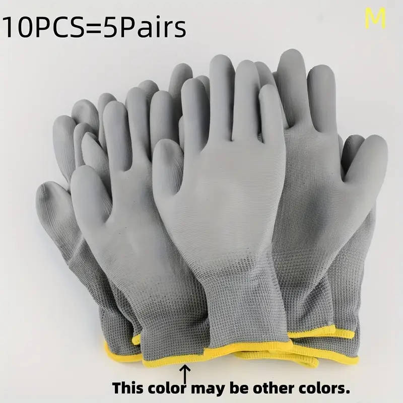 10pcs Outdoor Multifunctional Gray Gloves Size M Anti-slip and Wear-resistant Suitable for Gardening